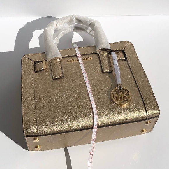 MICHAEL KORS DILLION SMALL SATCHEL IN PALE GOLD - Picture 6 of 8